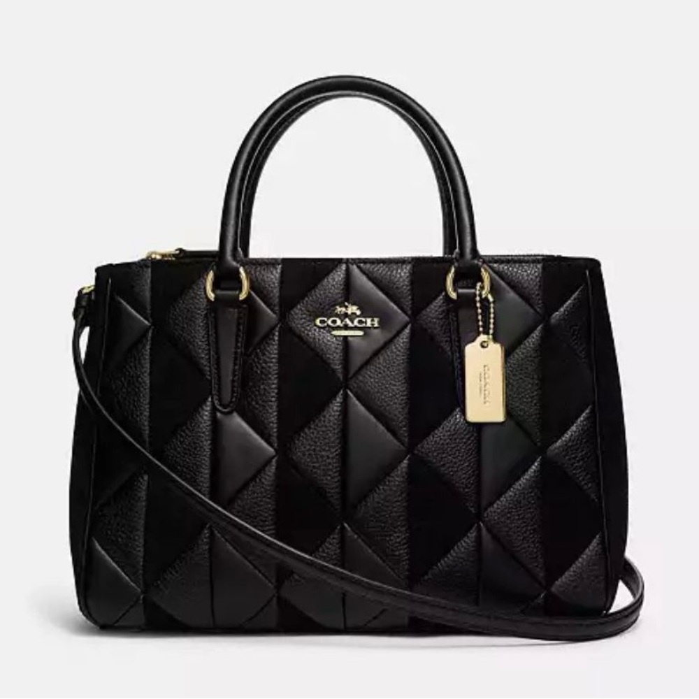 EUC. Coach Black Quilted Leather Small Two-Way Bag